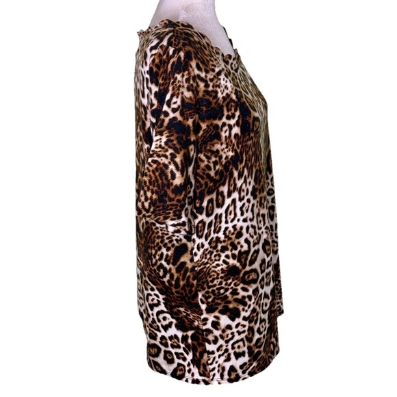 East 5th Women's Y2K Leopard Print Stretch Knit Top Casual Boho Glam Chic Sz Lg - Picture 4 of 7